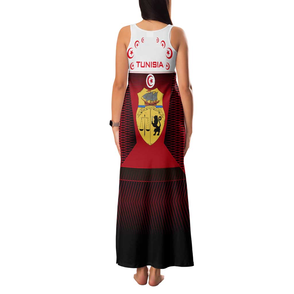 Tunisia Patriotic Family Matching Tank Maxi Dress and Hawaiian Shirt with National Crest, Crescent Star and Country Map