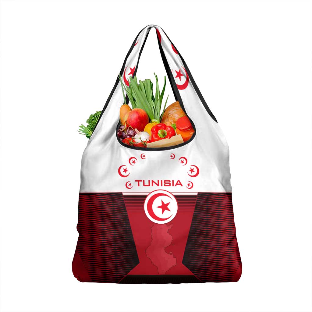 Tunisia Patriotic Grocery Bag with National Crest, Crescent Star and Country Map