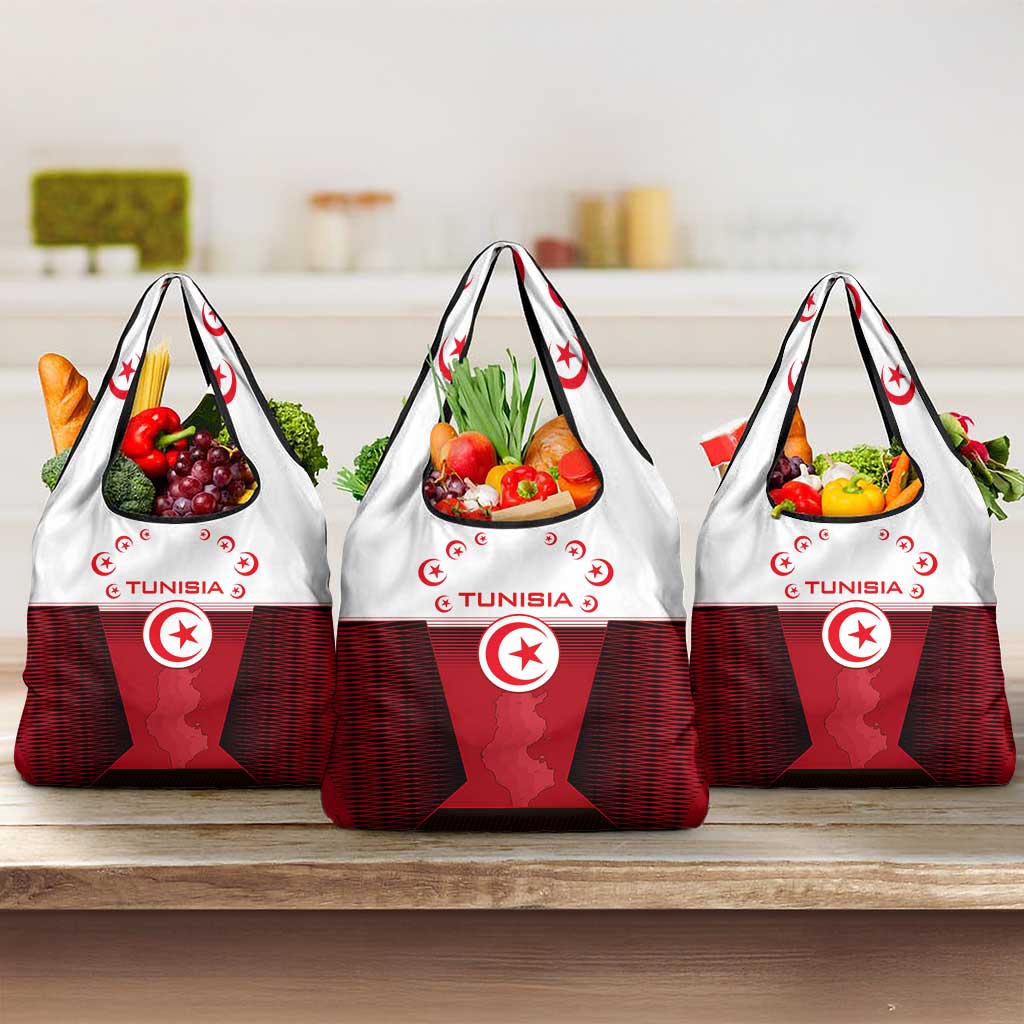 Tunisia Patriotic Grocery Bag with National Crest, Crescent Star and Country Map