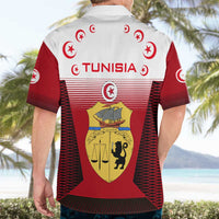 Tunisia Patriotic Hawaiian Shirt with National Crest, Crescent Star and Country Map