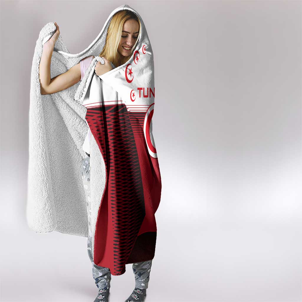Tunisia Patriotic Hooded Blanket with National Crest, Crescent Star and Country Map