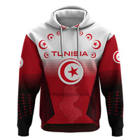 Tunisia Patriotic Hoodie with National Crest, Crescent Star and Country Map