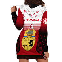 Tunisia Patriotic Hoodie Dress with National Crest, Crescent Star and Country Map
