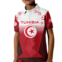 Tunisia Patriotic Kid Polo Shirt with National Crest, Crescent Star and Country Map