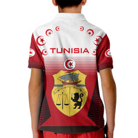 Tunisia Patriotic Kid Polo Shirt with National Crest, Crescent Star and Country Map