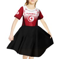 Tunisia Patriotic Kid Short Sleeve Dress with National Crest, Crescent Star and Country Map