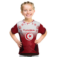 Tunisia Patriotic Kid T Shirt with National Crest, Crescent Star and Country Map