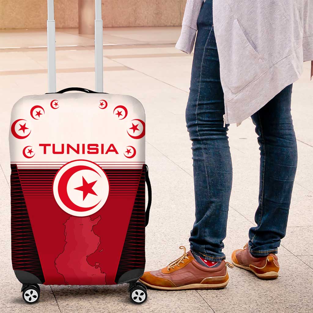 Tunisia Patriotic Luggage Cover with National Crest, Crescent Star and Country Map