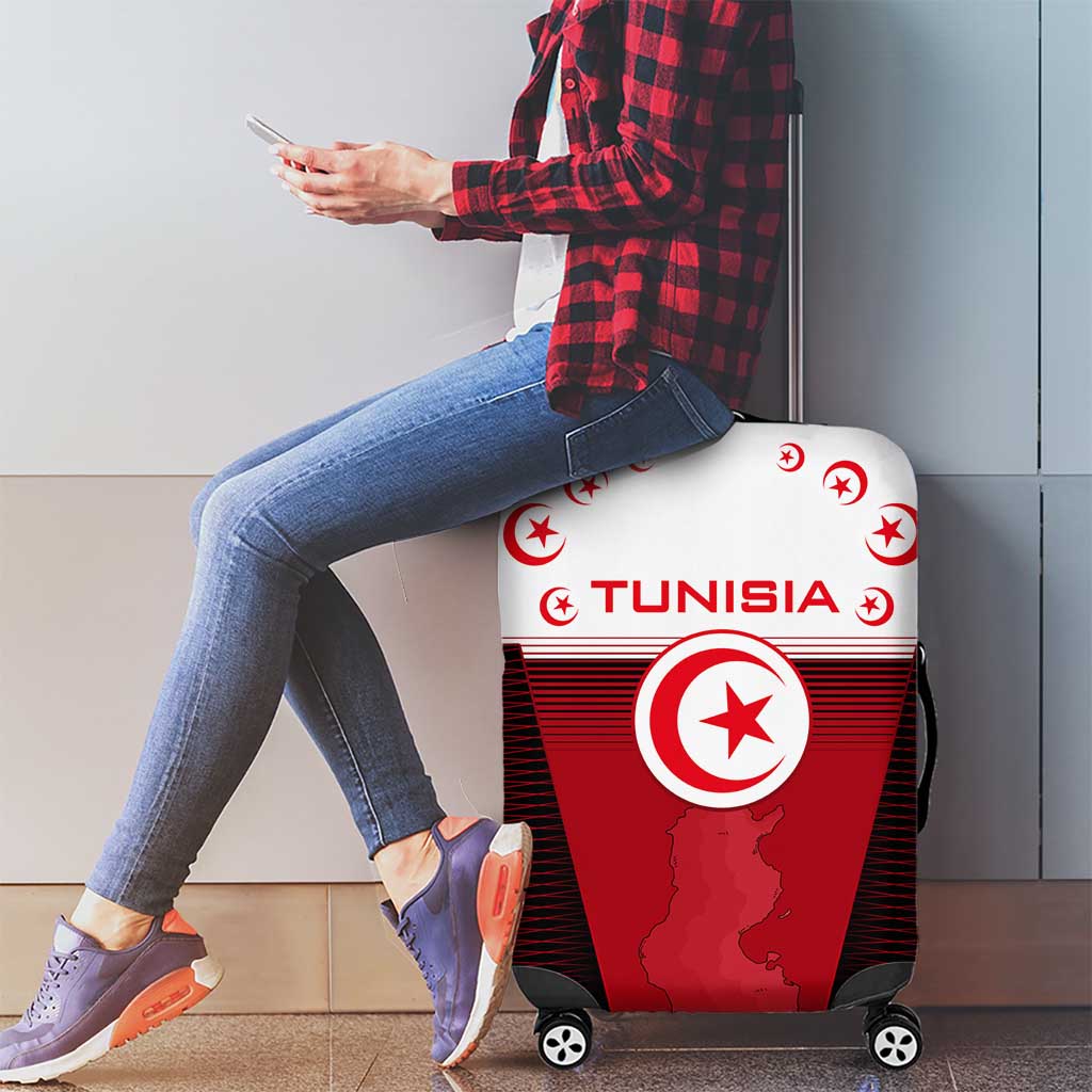 Tunisia Patriotic Luggage Cover with National Crest, Crescent Star and Country Map