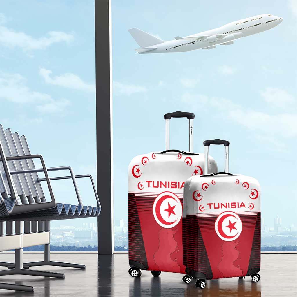 Tunisia Patriotic Luggage Cover with National Crest, Crescent Star and Country Map