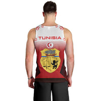 Tunisia Patriotic Men Tank Top with National Crest, Crescent Star and Country Map