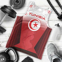 Tunisia Patriotic Men Tank Top with National Crest, Crescent Star and Country Map
