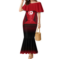 Tunisia Patriotic Mermaid Dress with National Crest, Crescent Star and Country Map