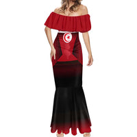 Tunisia Patriotic Mermaid Dress with National Crest, Crescent Star and Country Map