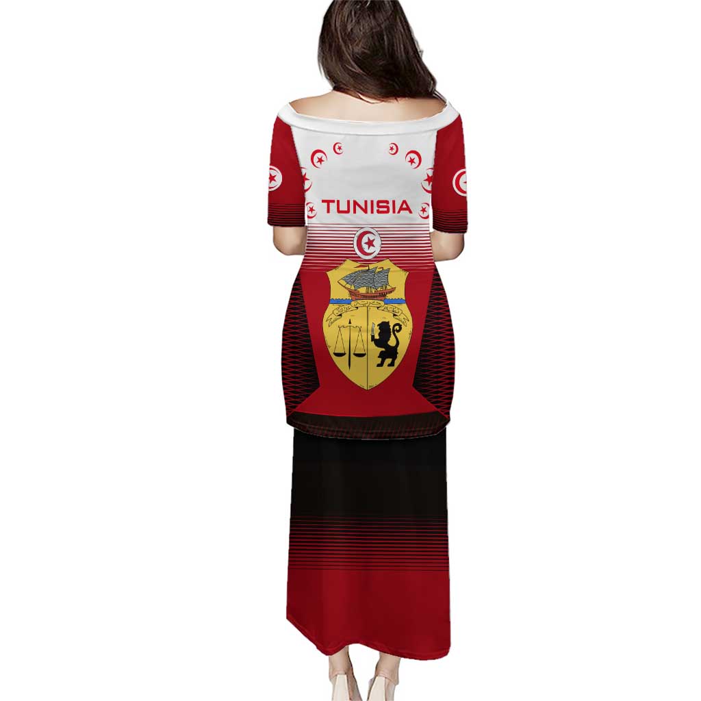 Tunisia Patriotic Puletasi with National Crest, Crescent Star and Country Map