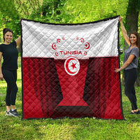 Tunisia Patriotic Quilt with National Crest, Crescent Star and Country Map