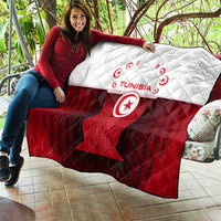 Tunisia Patriotic Quilt with National Crest, Crescent Star and Country Map
