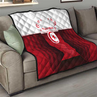 Tunisia Patriotic Quilt with National Crest, Crescent Star and Country Map