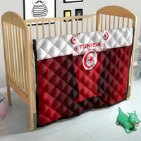 Tunisia Patriotic Quilt with National Crest, Crescent Star and Country Map