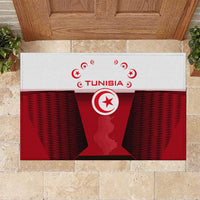 Tunisia Patriotic Rubber Doormat with National Crest, Crescent Star and Country Map