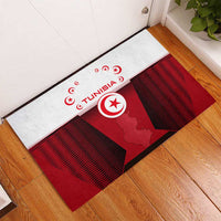 Tunisia Patriotic Rubber Doormat with National Crest, Crescent Star and Country Map