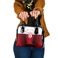 Tunisia Patriotic Shoulder Handbag with National Crest, Crescent Star and Country Map