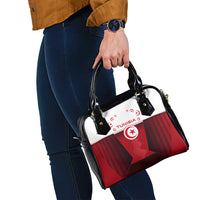 Tunisia Patriotic Shoulder Handbag with National Crest, Crescent Star and Country Map