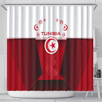 Tunisia Patriotic Shower Curtain with National Crest, Crescent Star and Country Map