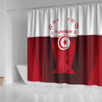 Tunisia Patriotic Shower Curtain with National Crest, Crescent Star and Country Map