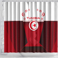 Tunisia Patriotic Shower Curtain with National Crest, Crescent Star and Country Map