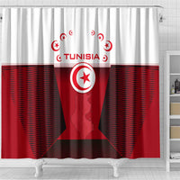 Tunisia Patriotic Shower Curtain with National Crest, Crescent Star and Country Map