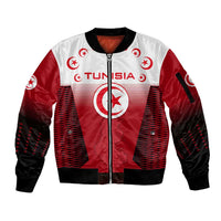 Tunisia Patriotic Sleeve Zip Bomber Jacket with National Crest, Crescent Star and Country Map
