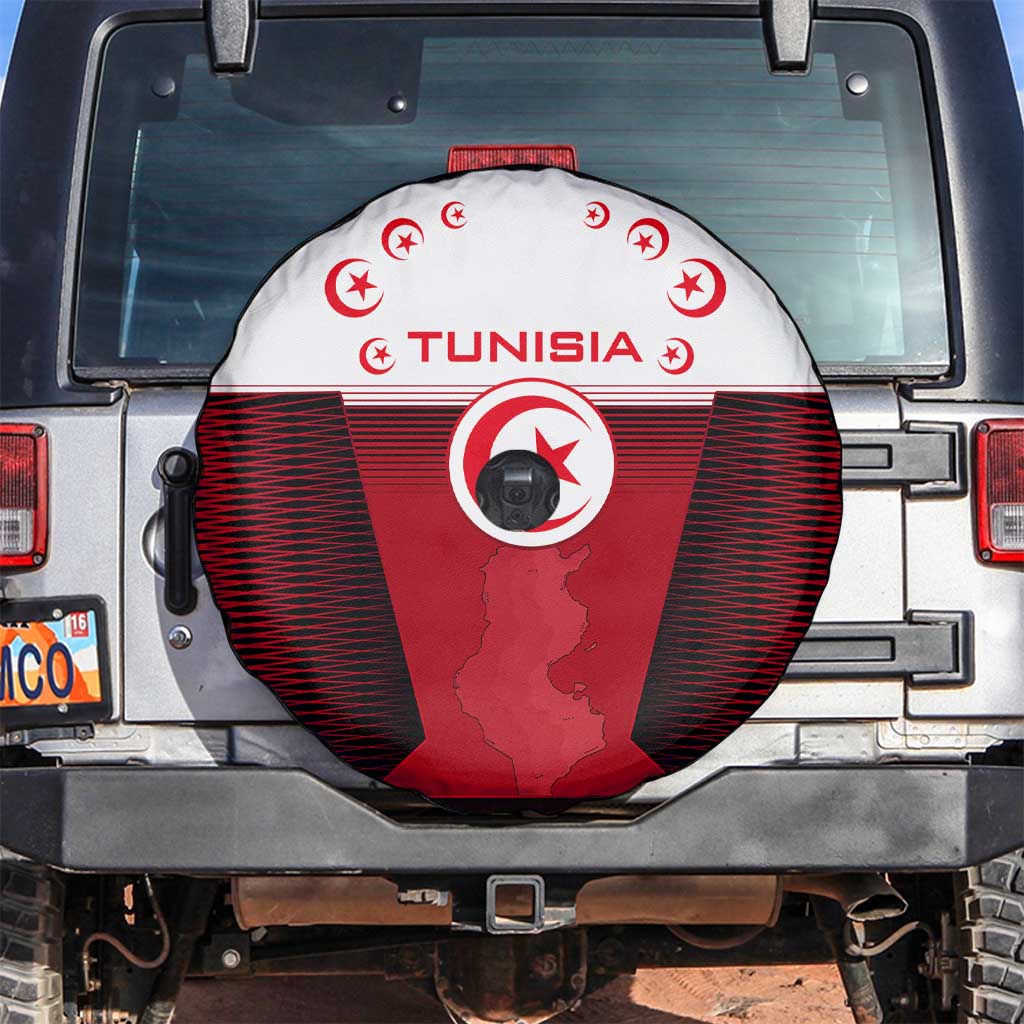 Tunisia Patriotic Spare Tire Cover with National Crest, Crescent Star and Country Map