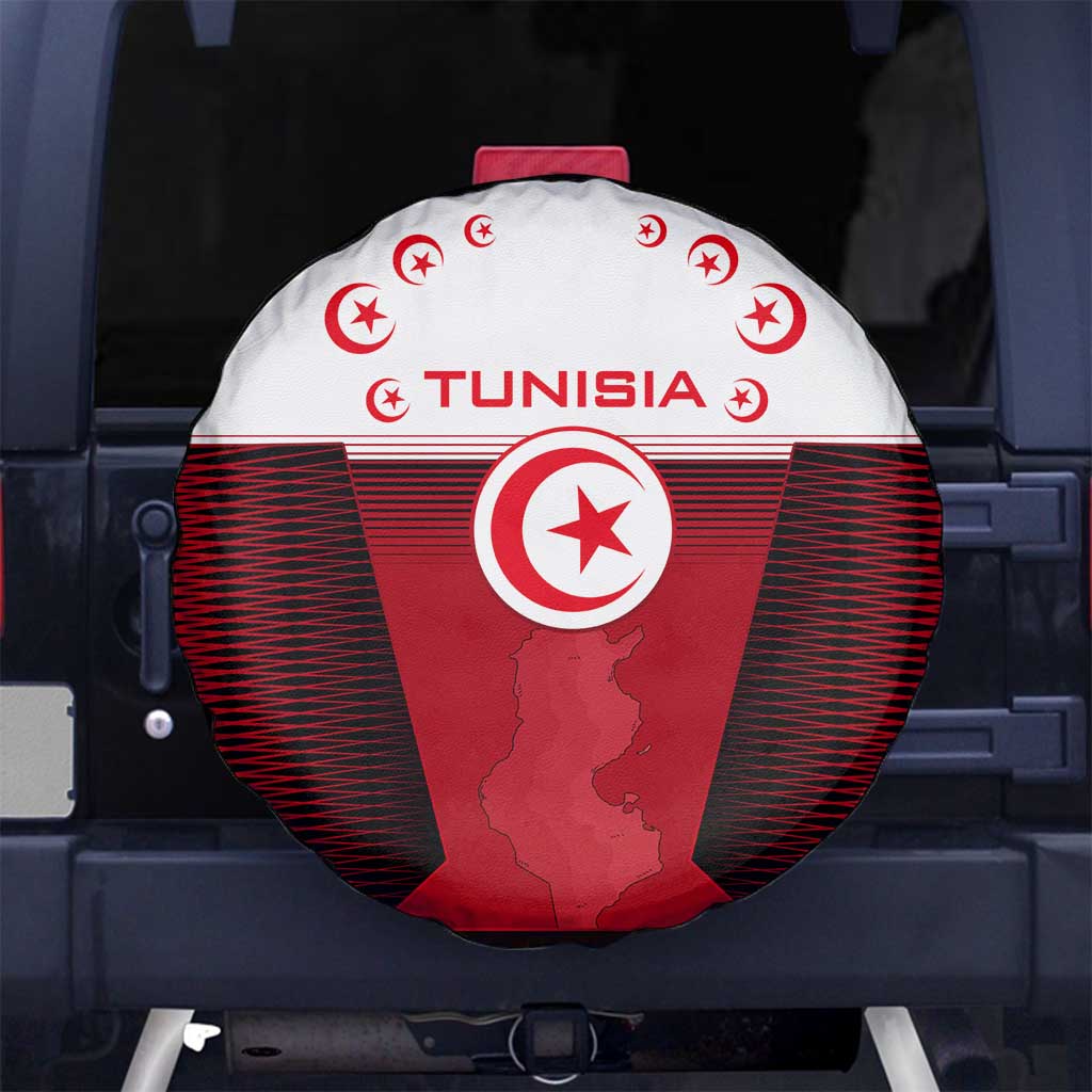Tunisia Patriotic Spare Tire Cover with National Crest, Crescent Star and Country Map