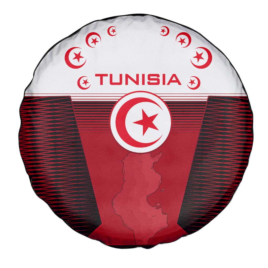 Tunisia Patriotic Spare Tire Cover with National Crest, Crescent Star and Country Map