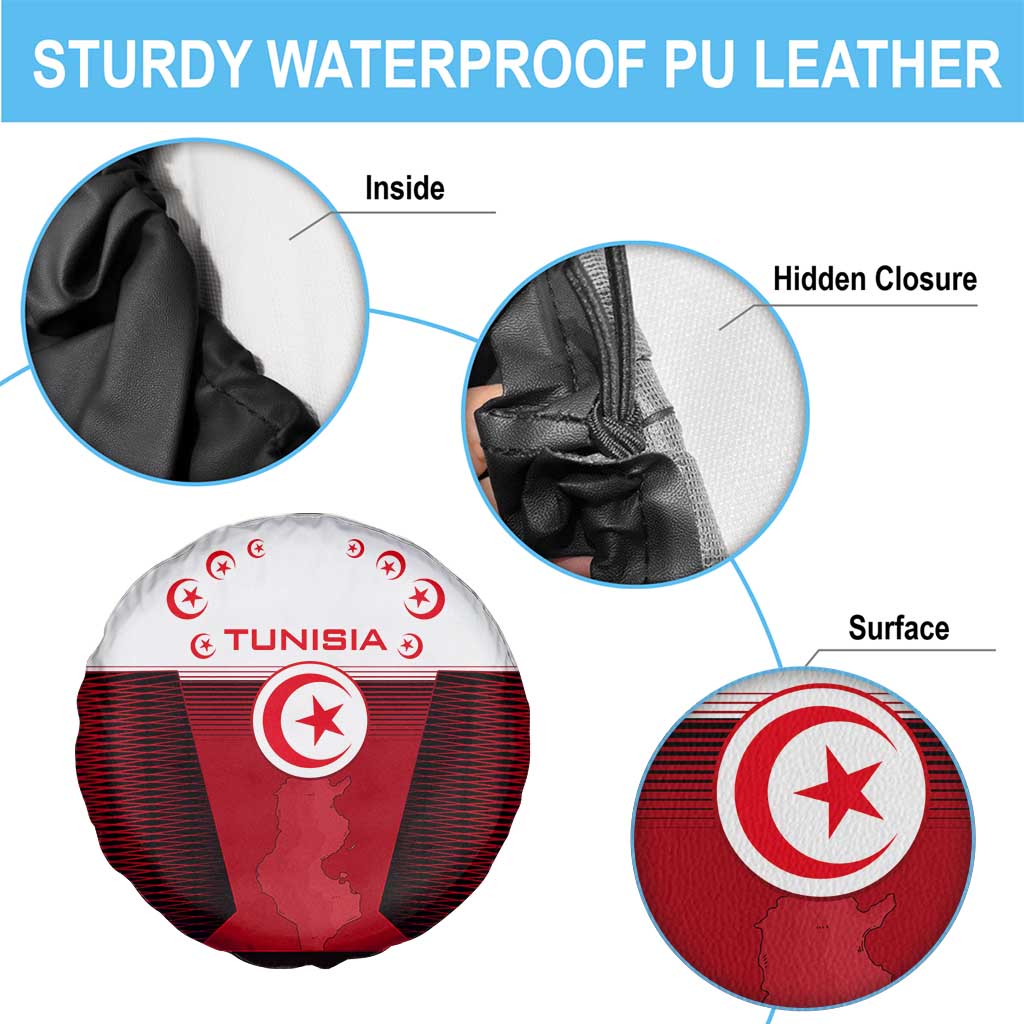 Tunisia Patriotic Spare Tire Cover with National Crest, Crescent Star and Country Map