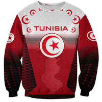 Tunisia Patriotic Sweatshirt with National Crest, Crescent Star and Country Map