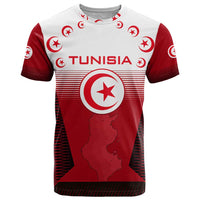 Tunisia Patriotic T Shirt with National Crest, Crescent Star and Country Map