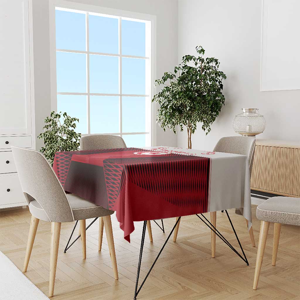 Tunisia Patriotic Tablecloth with National Crest, Crescent Star and Country Map