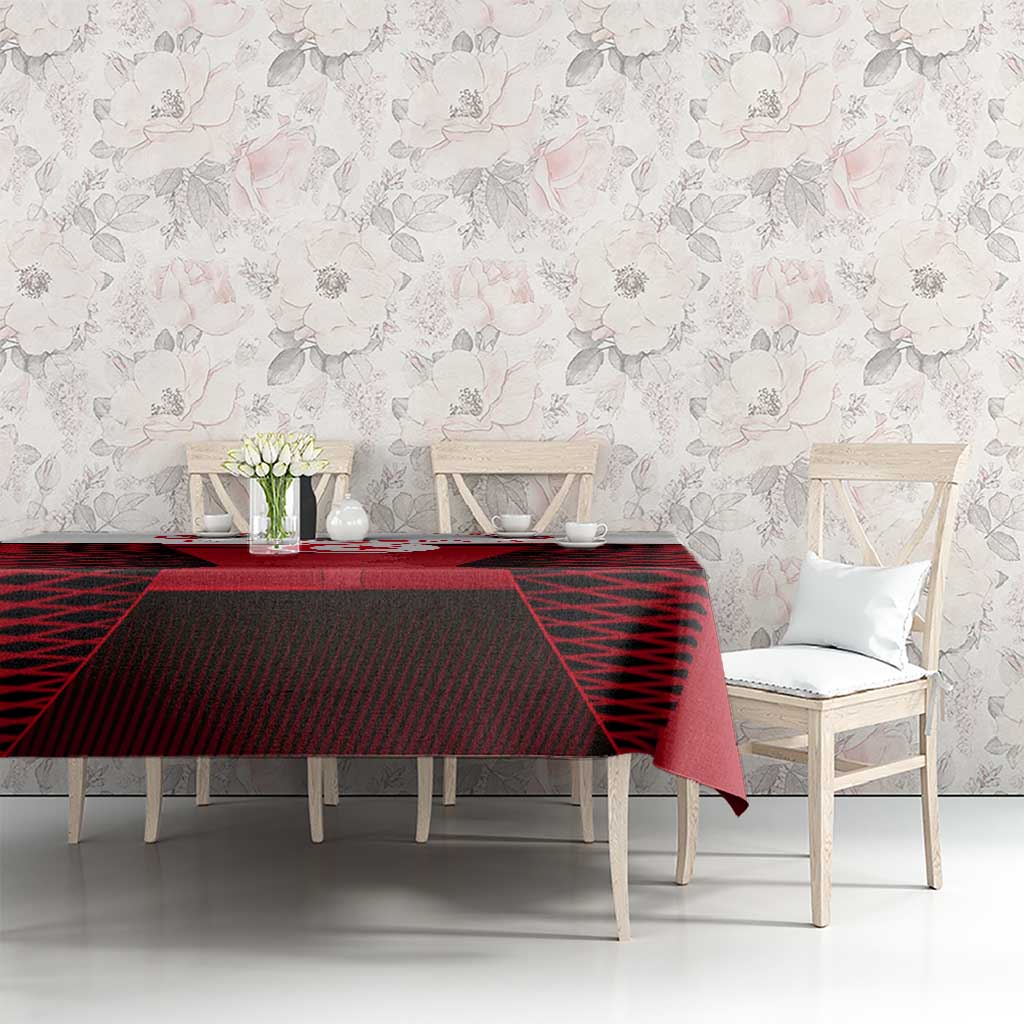 Tunisia Patriotic Tablecloth with National Crest, Crescent Star and Country Map