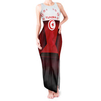 Tunisia Patriotic Tank Maxi Dress with National Crest, Crescent Star and Country Map