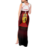 Tunisia Patriotic Tank Maxi Dress with National Crest, Crescent Star and Country Map