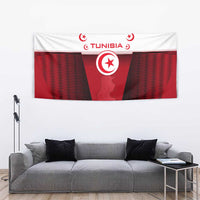 Tunisia Patriotic Tapestry with National Crest, Crescent Star and Country Map