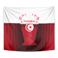 Tunisia Patriotic Tapestry with National Crest, Crescent Star and Country Map