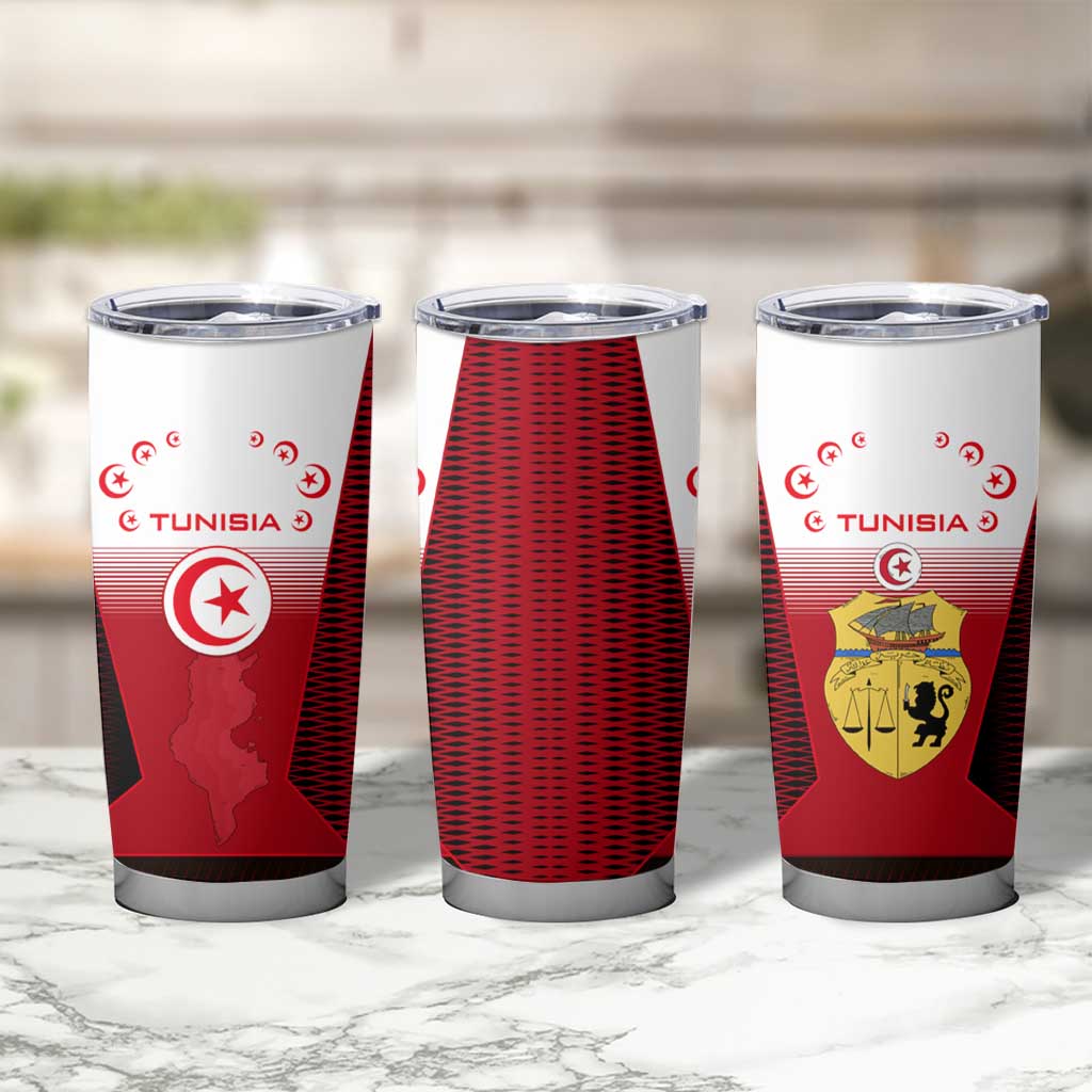 Tunisia Patriotic Tumbler Cup with National Crest, Crescent Star and Country Map