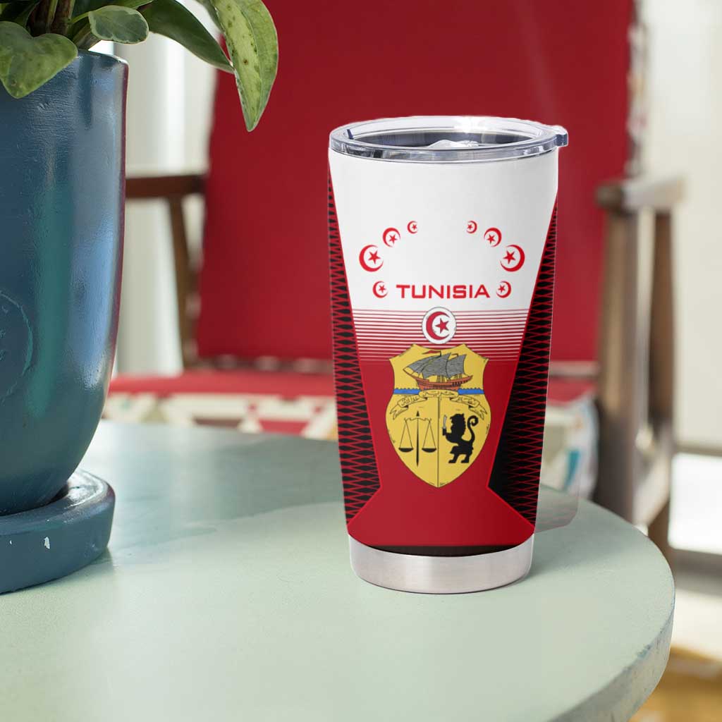 Tunisia Patriotic Tumbler Cup with National Crest, Crescent Star and Country Map