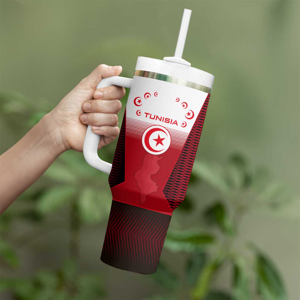 Tunisia Patriotic Tumbler With Handle with National Crest, Crescent Star and Country Map
