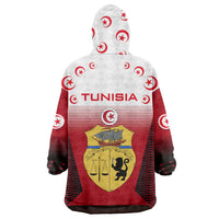 Tunisia Patriotic Wearable Blanket Hoodie with National Crest, Crescent Star and Country Map