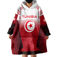 Tunisia Patriotic Wearable Blanket Hoodie with National Crest, Crescent Star and Country Map