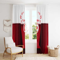 Tunisia Patriotic Window Curtain with National Crest, Crescent Star and Country Map